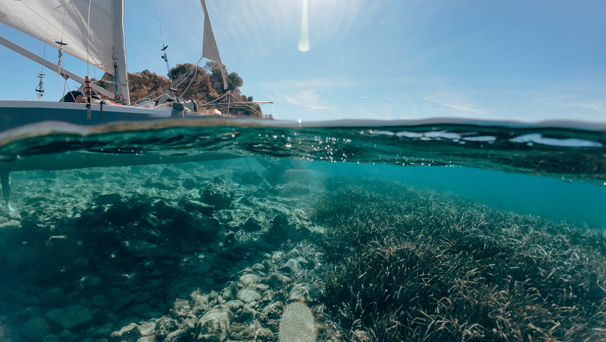 Joe Snowdon, sailing boat, sea grass split